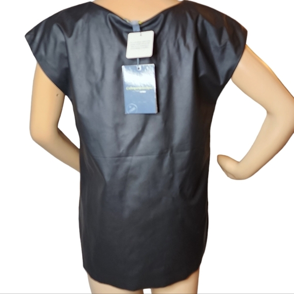 NWT Catherine Malandrino faux leather Lazer cut lined top. Small. - Picture 6 of 15